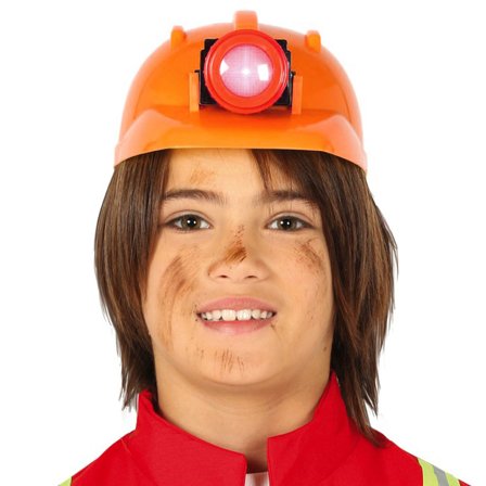 Orange Byggehjelm med Lampe Børn