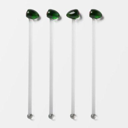 Åhléns Home Drinkpinne i glas OLIVE, 4-pack Köksredskap Grön ONESIZE