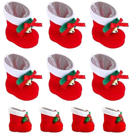 10 Stykker Julenisse Støvel For Å Fylle Juledekorasjon Rød Liten Plysj Stoff Julestøvel Sett Adventskalender Barn Godteri Godteri Julestrømper