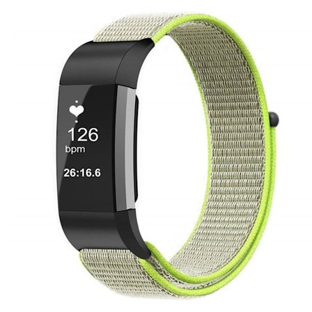 Fitbit Charge 3 klockarmband med kardborrestängning i nylon - Grön