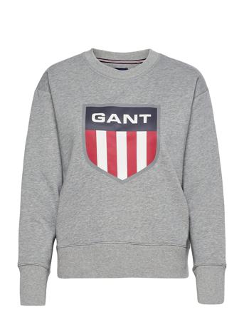 D1. Gant Retro Shield C-Neck Sweat Grey GANT