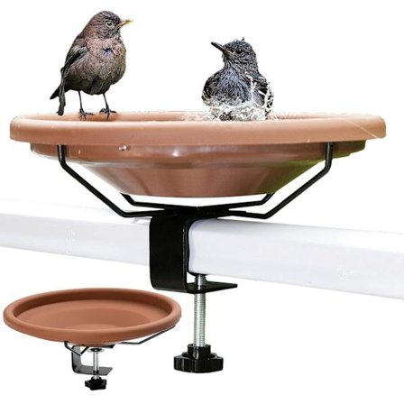 Balkong Fuglebad med Stativ Avtakbart for Balkongrekkverk Mater med Justerbar Fot for Hage