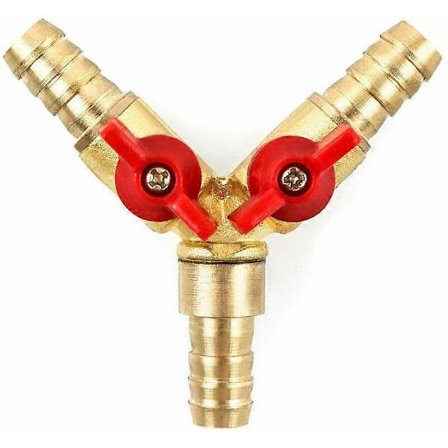 Y-letkuliitin, 3-tiejakaja, messinki-sinkkiseos, 10 mm vesi, l, kaasu, palloventtiili puutarhakasteluun (1 kpl)