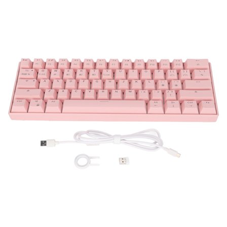 READSON Mekanisk tangentbord 61 tangenter RGB bakgrundsbelyst ergonomisk design 1800mAh batteri trådlöst stöd kabelanslutet tangentbord röd axelkropp