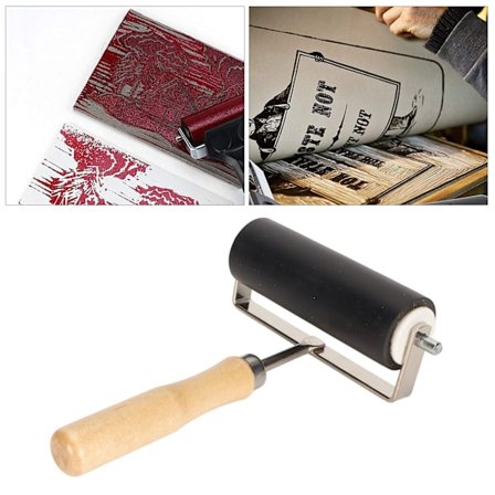 Kuminen Brayer-rulla 3,9 tuuman leveä puukahvainen liukumaton metallikehys muste rulla painamiseen leimaamiseen tapettiin