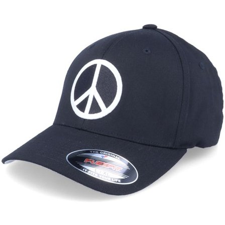 Iconic - Svart flexfit Keps - Peace Symbol Patch Black Flexfit @ Hatstore