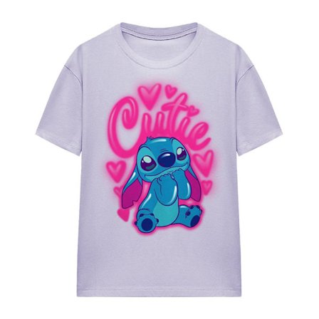 Lilo & Stitch Dam/Dam Cutie Airbrush Mjuk T-shirt S Laven