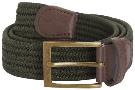 Barbour M's Nevis Stretch Webbing Belt Dark Olive - Barbour