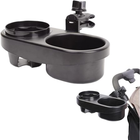 Kopholder til barnevogn med snackbakke, 2-i-1 multifunktionel pladsbesparende aftagelig flaskeholder, skridsikker drikkevareholder