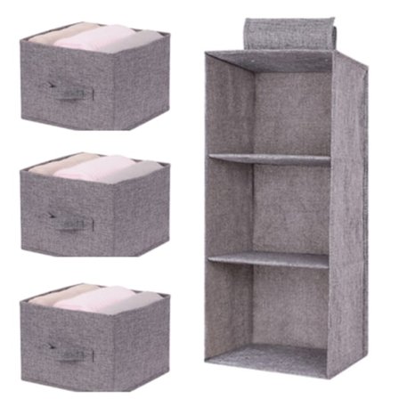 3-hyllor hängande garderobsarrangör, hopfällbara hängande garderobshyllor