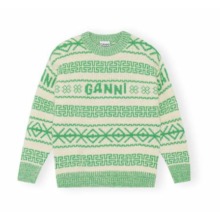 Ganni, Round-neck Knitwear Groen, Dames, Maat:S