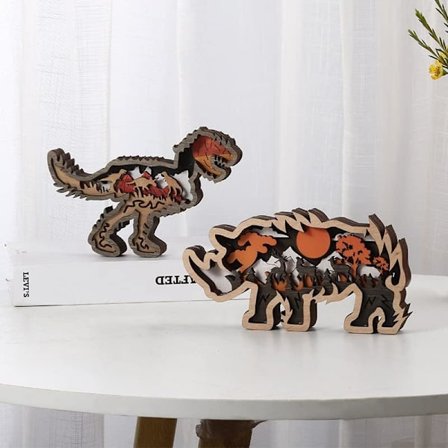 Tyrannosaurus Rex Dekoration, Trædyrpynt Udskåret Dyr