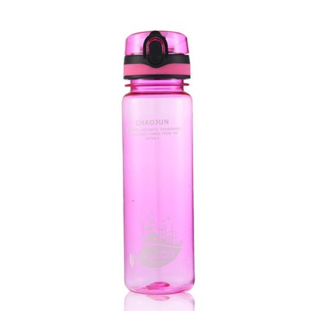Stor, transparent, pink vandflaske (350 ml)