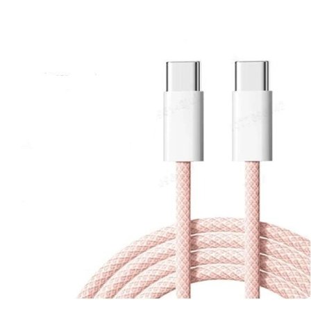 NÖRDIC 0,5m USB 2.0 USB-C till C kabel för iPhone 15/15 Pro/15 Plus/15 Pro Max 3A 480Mbps 60W rosa