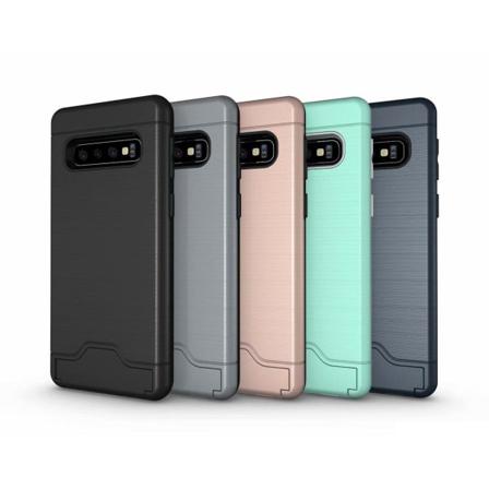 Samsung S10 Plus - Armor Skal - Korthållare - Fler Färger Svart