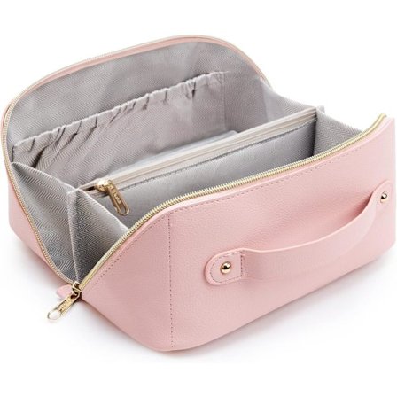 Kosmetiktaske med stor kapacitet Dame Penalhus Makeup Taske Sminketaske Penalhus Kosmetisk Rejsetaske Pink