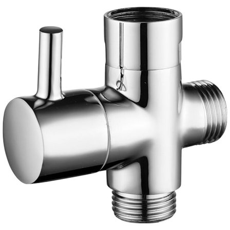 1-delad duschventil med T-koppling, G1/2" duscharm 3-vägs omkastare, universell 3-vägs duschventil, krompläterad mässing, kök och bad