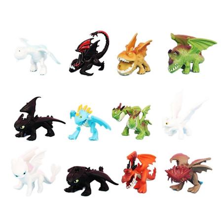 12 stk/sett Hvordan temme din drage Actionfigurer Tannløs Lys Natt Fury Mini Modell Figur Dukke Leke for Barn Gutter Jenter Gaver Samling