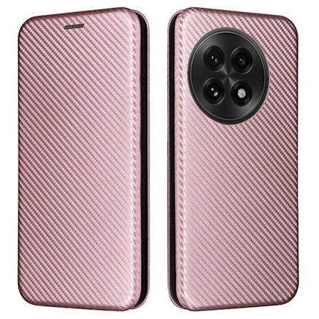 SKALO OnePlus 13 Carbon Fiber Plånboksfodral - Roséguld