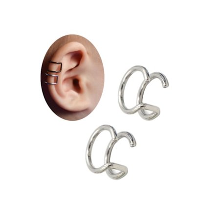 2-pack sølv falsk piercing øre øreringe øre manchet uden huller