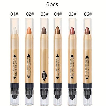 6 stk Highlighter Øyenskygge Blyant Skimmer Glitter Kontur Dobbelthodet Øyenskygge Stick Lat Øyenskygge Sminke
