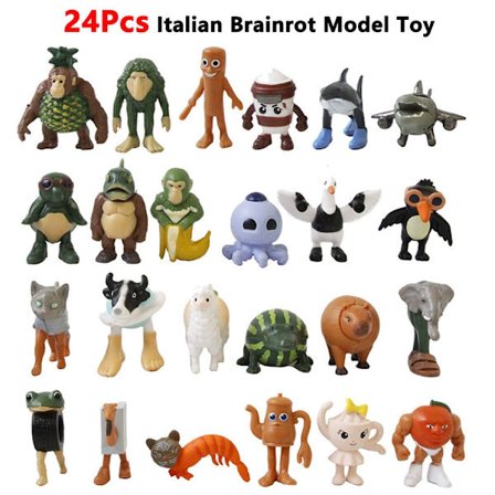 8-24 kpl Italian Brainrot Anime Toimintafiguurisetti Tung Tung Sahur Tralalero Tralala Bombardino Crocodilo Figuurit Mallilelulahjat