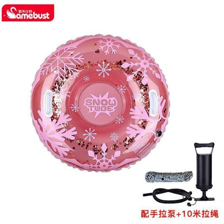 36" Kuldebestandig Oppblåsbar Skitube for Voksne og Barn, Dobbelthåndtaks Snowboard for To Personers Snø- og Islek