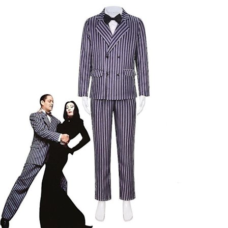 Onsdag Gomez Addams Kostume Stribet Kostume Til Mænd Halloween Karneval Fest Forklædning Til Voksne Børn Z