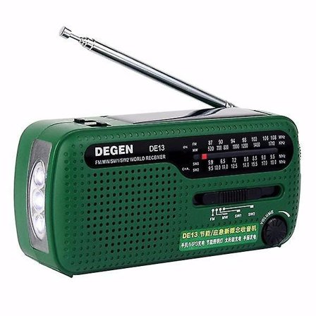 Degen DE13 Bærbar FM MW SW Manual Crank World Receiver Radio Recorder