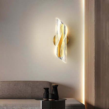 LED Væglampe Indendørs, 10w Gylden Moderne Væglampe Dæmpbar Med 3 Lysfarver, Moderne Vægbelysning Lavet Af Akryl