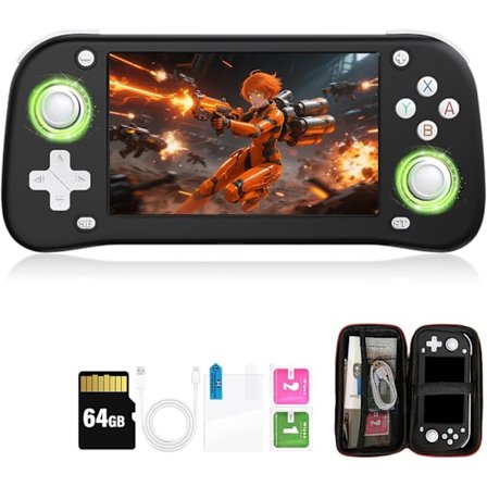 2025 Senaste Modell XF43 Retro Handhållen Spelkonsol - 4,3 " IPS-Skärm, 3000mAh Batteri - 64GB TF-kort med 18 000+ Spel - 30+ Emulatorer