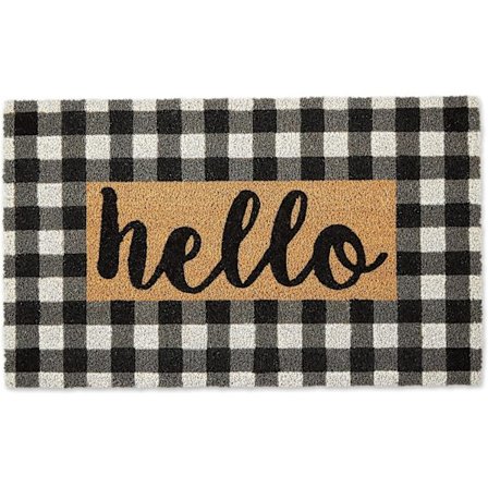 Naturlig kokosnötdörrmatta, schackbrädemönster, 18x30 tum