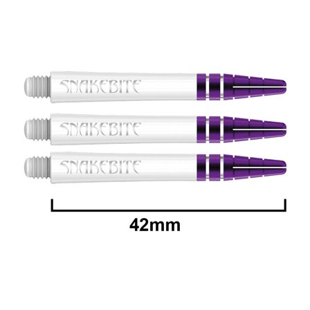 Red Dragon Darts Snakebite Nitrotech Shafts 42mm - 6 Dart Shafts, Purple/White, Ultra-Modern, Flight Locking System, Professional