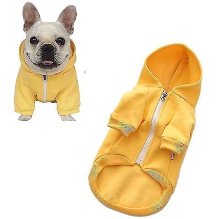 Dragkedja Huvtröja Husdjurskläder Hund Katt Kläder Varm Huvtröja L Gul