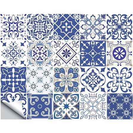 20 stk. Retro Mosaik Vægflise Overførselsmærker Selvklæbende Vandtæt Køkken Badeværelse Flise Vægmærke Vinyl Kunst Klistermærker Boligindretning