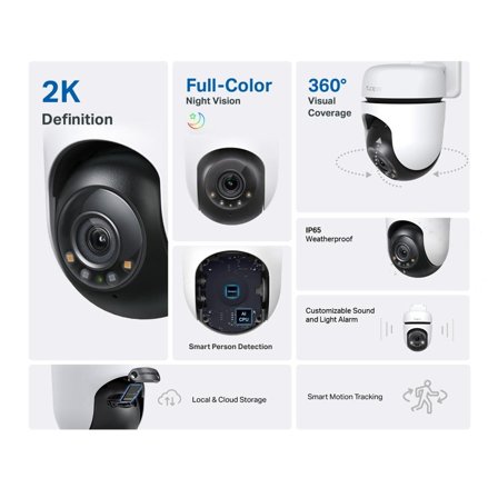 TP-Link Outdoor Pan/Tilt Security WiFi Camera 2K Resolution-With The Resolution of 2304x1296px