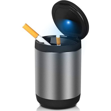 Grå bilaskebeger med lokk, [Oppgradert] Røykfri rustfritt stål P