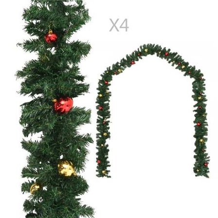 VidaXl Julgirlanger 4 St Med Julkulor Grön 270 Cm Pvc - Litenleker