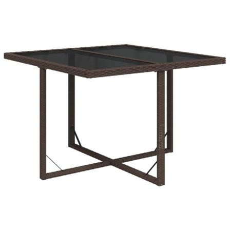 Vidaxl Trädgårdsbord Brun 109x107x74 Cm Konstrotting Och Glas Brun