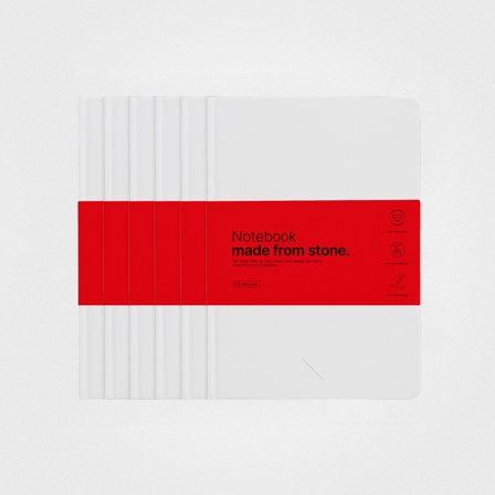 6-packs anteckningsbokset av stenpapper—A5 inbunden, Snövit, Linjerad