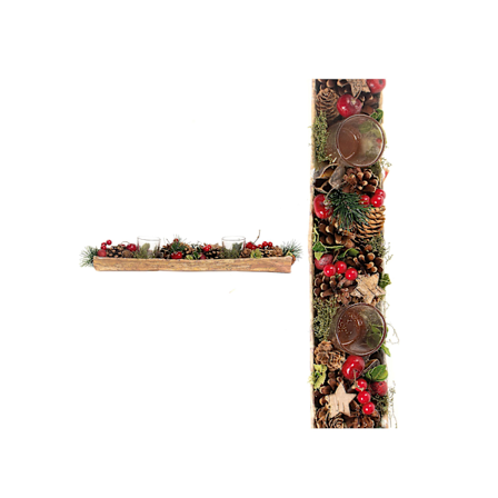 Stor tradisjonell lysestake med furukongler 45 cm