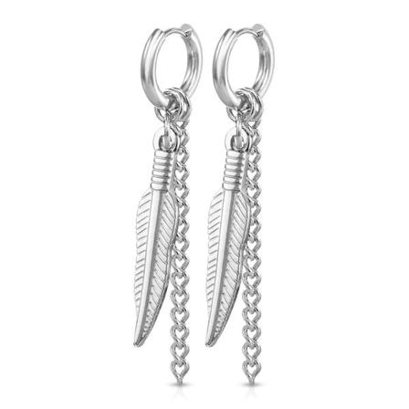 1 Par13 mm Hoops i IP pläterad 316L kirurgiskt stål med hänge 3 Rhodium