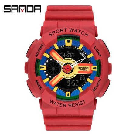 Dam Klockor Män Sanda Top Märke Lyx Rosa Lover Watch Klocka Quatz LED Digital Sport Watch för Dam Män Vattentät red1 for women