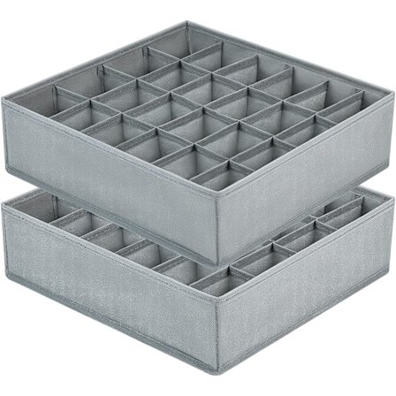 2 stk Skuffeorganisatorer 24 Rum Sok Organiser Foldbar Undertøjs Skuffe Organiser Stof Skuffedeler Garderobe Opbevaring
