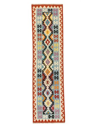 Kilim Afghan Old Style Rug 78X292 Runner Dark Red/Dark Grey Wool, Afghanistan