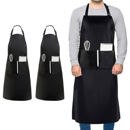 TG 2 stk Plus Size Kokeforklæde, Unisex Sort Forklæde, Vandafvisende Forklæde