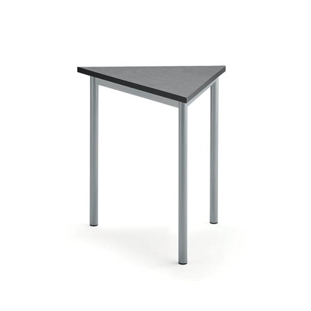 Table SONITUS TRIANGEL, 800x700x720 mm, dark grey linoleum, alu grey