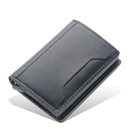PU Skinnlommebok Automatisk Pop Up Lommebok SVART black