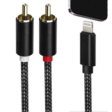 [Apple MFi-certifierad] Lightning till RCA-kabel Audio Aux Adapter 2-hane Y-splitter [DB]