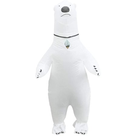 Oppblåsbar isbjørndrakt for voksne, hel kropp (hvit)